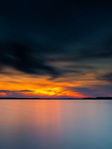 Preview wallpaper sunset, sea, horizon, clouds, dusk