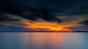 Preview wallpaper sunset, sea, horizon, clouds, dusk