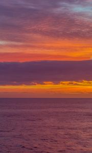 Preview wallpaper sunset, sea, horizon, clouds, waves
