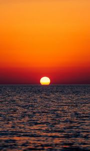 Preview wallpaper sunset, sea, horizon, glare, sky