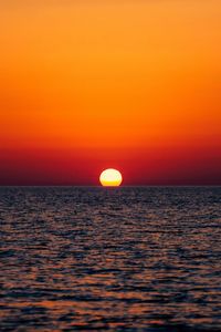 Preview wallpaper sunset, sea, horizon, glare, sky