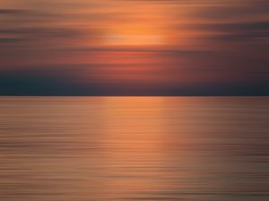 Preview wallpaper sunset, sea, horizon, blur, dusk