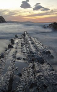 Preview wallpaper sunset, sea, rocks, landscape