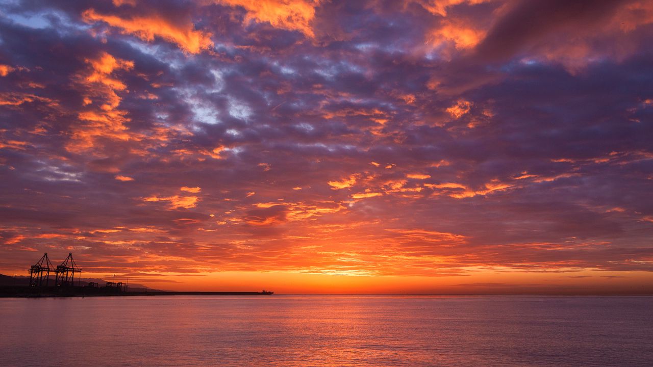 Wallpaper sunset, sea, sky, horizon