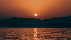 Preview wallpaper sunset, sea, skyline, nerja, spain