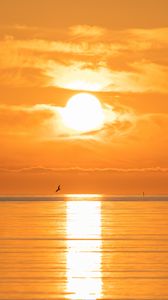 Preview wallpaper sunset, sea, sun, clouds, reflection