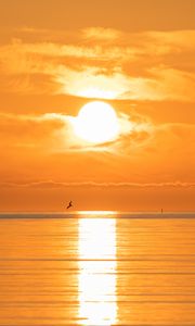 Preview wallpaper sunset, sea, sun, clouds, reflection
