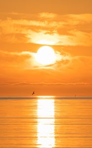 Preview wallpaper sunset, sea, sun, clouds, reflection