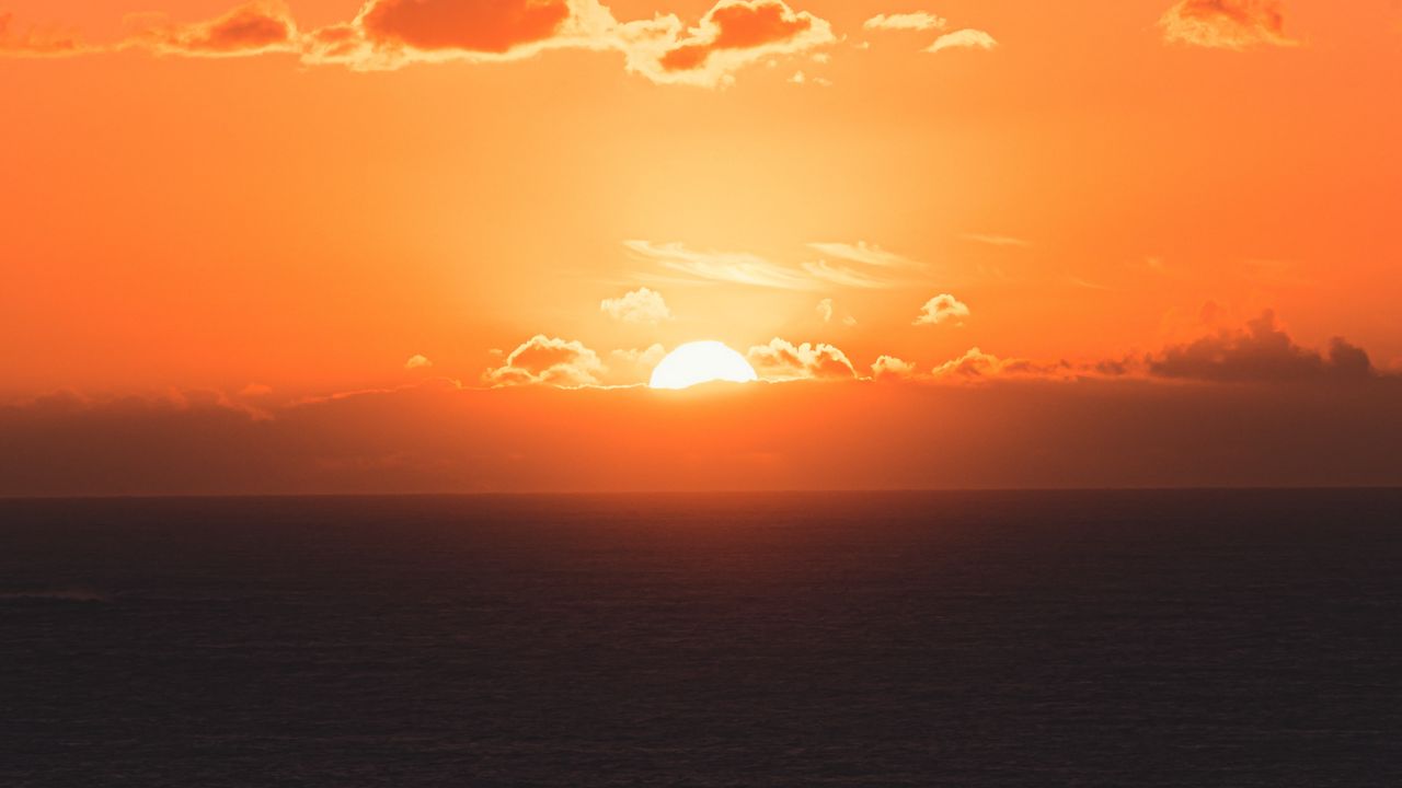 Wallpaper sunset, sea, sun, horizon, dusk