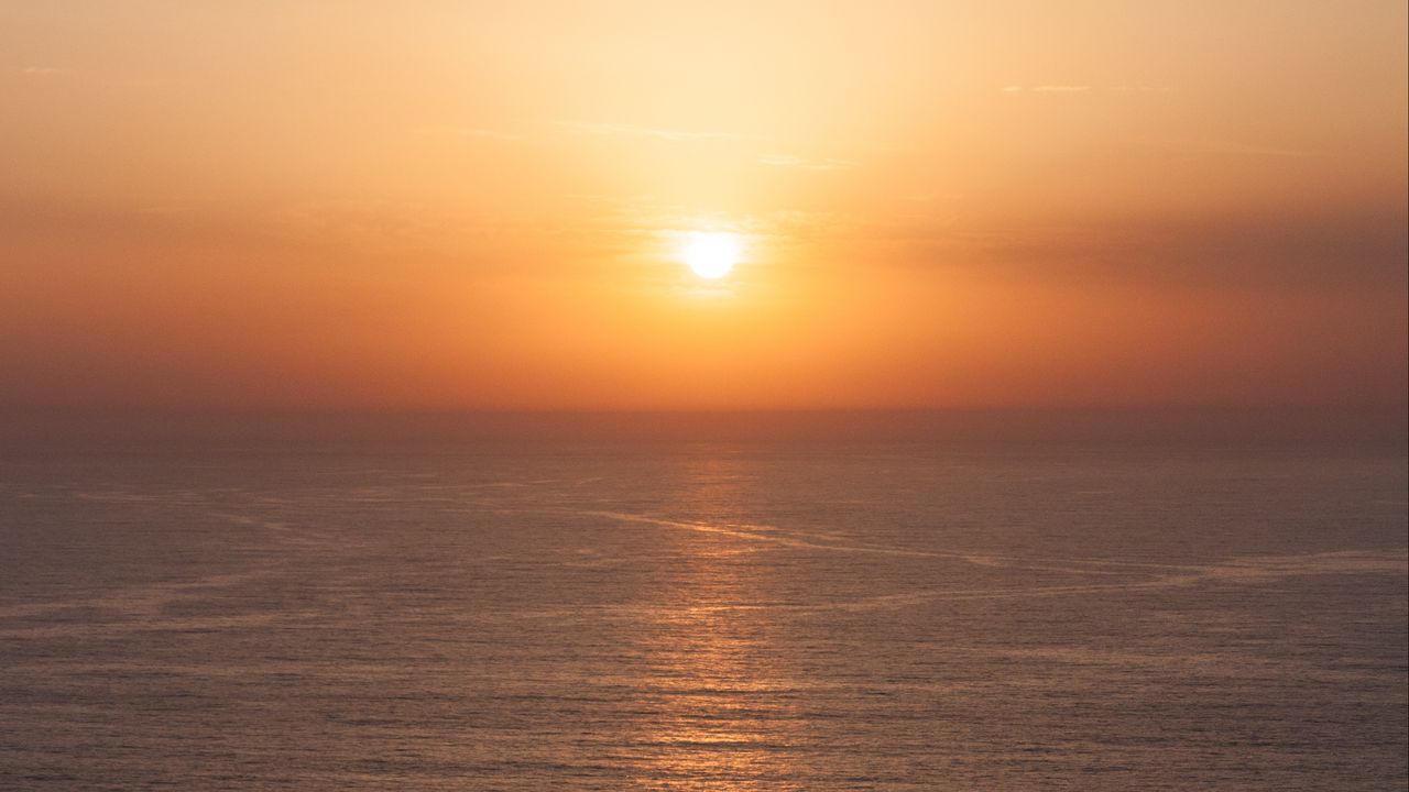 Wallpaper sunset, sea, twilight, water, horizon