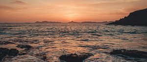 Preview wallpaper sunset, sea, water, rocks, nature