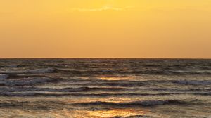 Preview wallpaper sunset, sea, waves, coast
