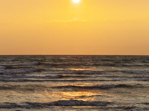 Preview wallpaper sunset, sea, waves, coast
