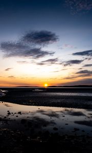 Preview wallpaper sunset, shore, dusk, sea, landscape