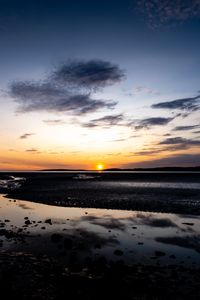 Preview wallpaper sunset, shore, dusk, sea, landscape