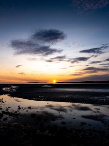 Preview wallpaper sunset, shore, dusk, sea, landscape