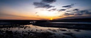 Preview wallpaper sunset, shore, dusk, sea, landscape