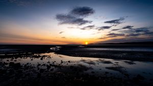 Preview wallpaper sunset, shore, dusk, sea, landscape