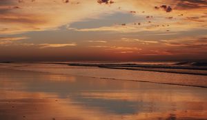 Preview wallpaper sunset, shore, water, reflection, landscape