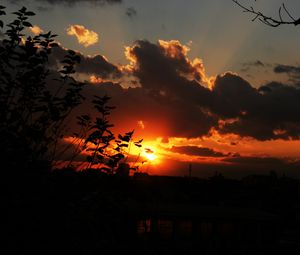 Preview wallpaper sunset, sky, clouds, branches