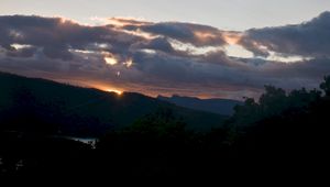 Preview wallpaper sunset, sky, clouds, dark, twilight, evening