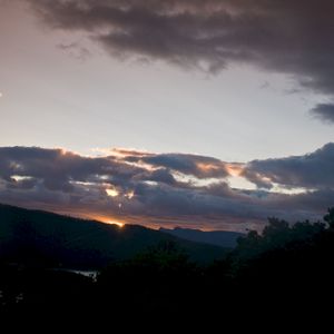 Preview wallpaper sunset, sky, clouds, dark, twilight, evening