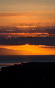 Preview wallpaper sunset, sky, clouds, horizon, sea, dark