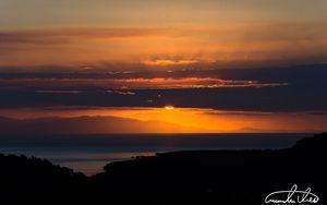 Preview wallpaper sunset, sky, clouds, horizon, sea, dark