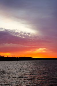 Preview wallpaper sunset, sky, clouds, horizon, lake, water, landscape, nature