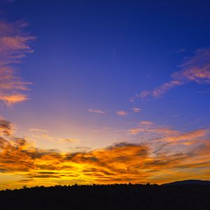 Preview wallpaper sunset, sky, clouds, trees, silhouette