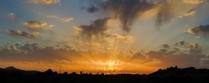 Preview wallpaper sunset, sky, clouds, rays