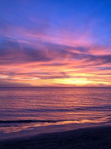 Preview wallpaper sunset, sky, coast, water