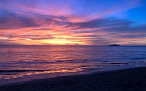 Preview wallpaper sunset, sky, coast, water