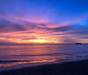 Preview wallpaper sunset, sky, coast, water