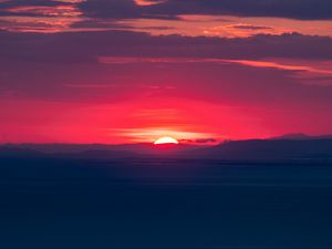 Preview wallpaper sunset, sky, greece, horizon