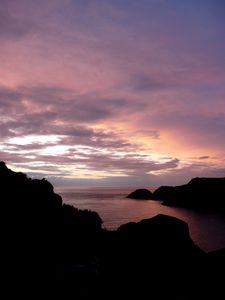 Preview wallpaper sunset, sky, rocks, dark