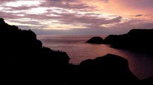 Preview wallpaper sunset, sky, rocks, dark