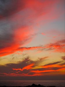 Preview wallpaper sunset, sky, sea, clouds, nature, dark