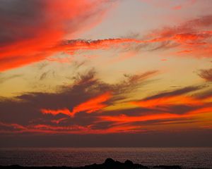 Preview wallpaper sunset, sky, sea, clouds, nature, dark