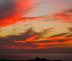 Preview wallpaper sunset, sky, sea, clouds, nature, dark