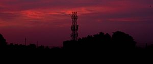 Preview wallpaper sunset, sky, tower, construction