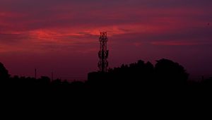 Preview wallpaper sunset, sky, tower, construction