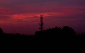 Preview wallpaper sunset, sky, tower, construction