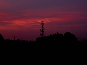 Preview wallpaper sunset, sky, tower, construction