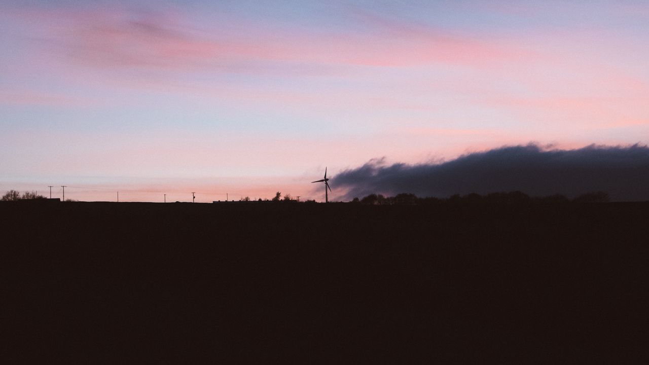 Wallpaper sunset, sky, wind generator