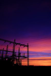 Preview wallpaper sunset, sky, wires, lines, pillars