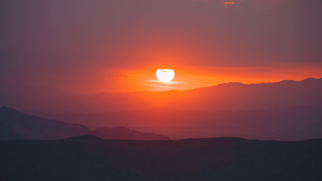 Wallpaper sunset, slope, sun, hills, sky hd, picture, image