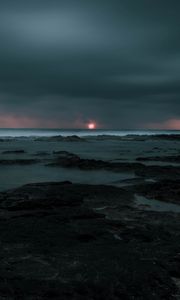 Preview wallpaper sunset, storm, sea, horizon