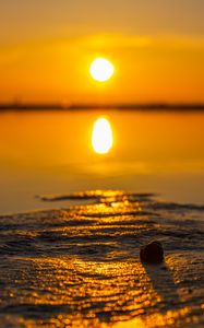 Preview wallpaper sunset, sun, beach, sand, water, reflection