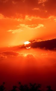 Preview wallpaper sunset, sun, clouds, horizon, sky